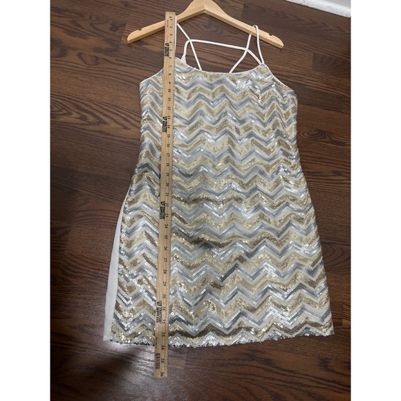 Forever 21 Chevron Sequin Cami Dress Mini Strappy Back - Picture 9 of 9